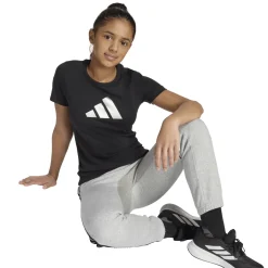T-shirt nera da Bambina con logo adidas JG GLAM T
