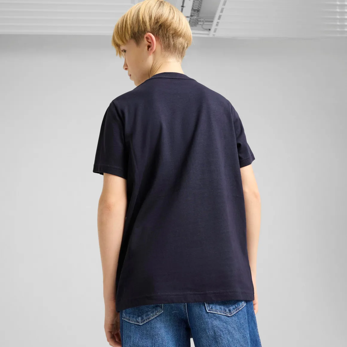 T-shirt Nera da bambino con stampa frontale GRAPHICS Puma