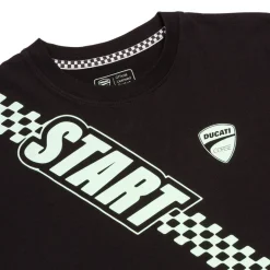 T-shirt nera da bambino con stampa verde e logo Ducati Corse