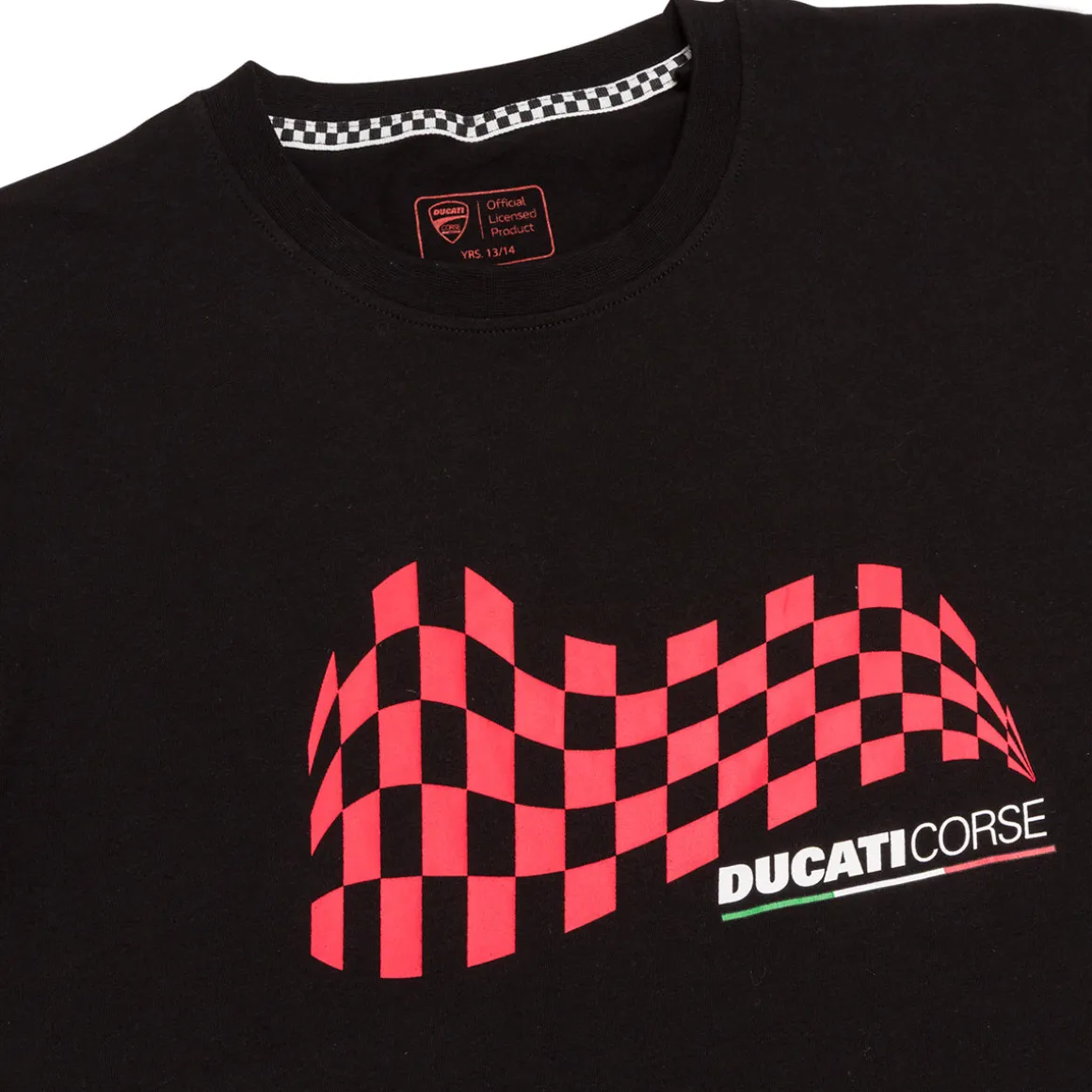 T-shirt nera da bambino con stampa e logo Ducati Corse