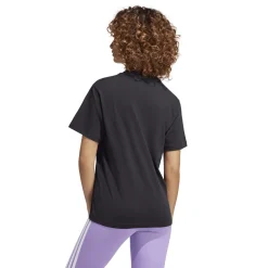 T-shirt nera da Donna con logo oro stampato adidas
