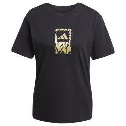 T-shirt nera da Donna con logo oro stampato adidas