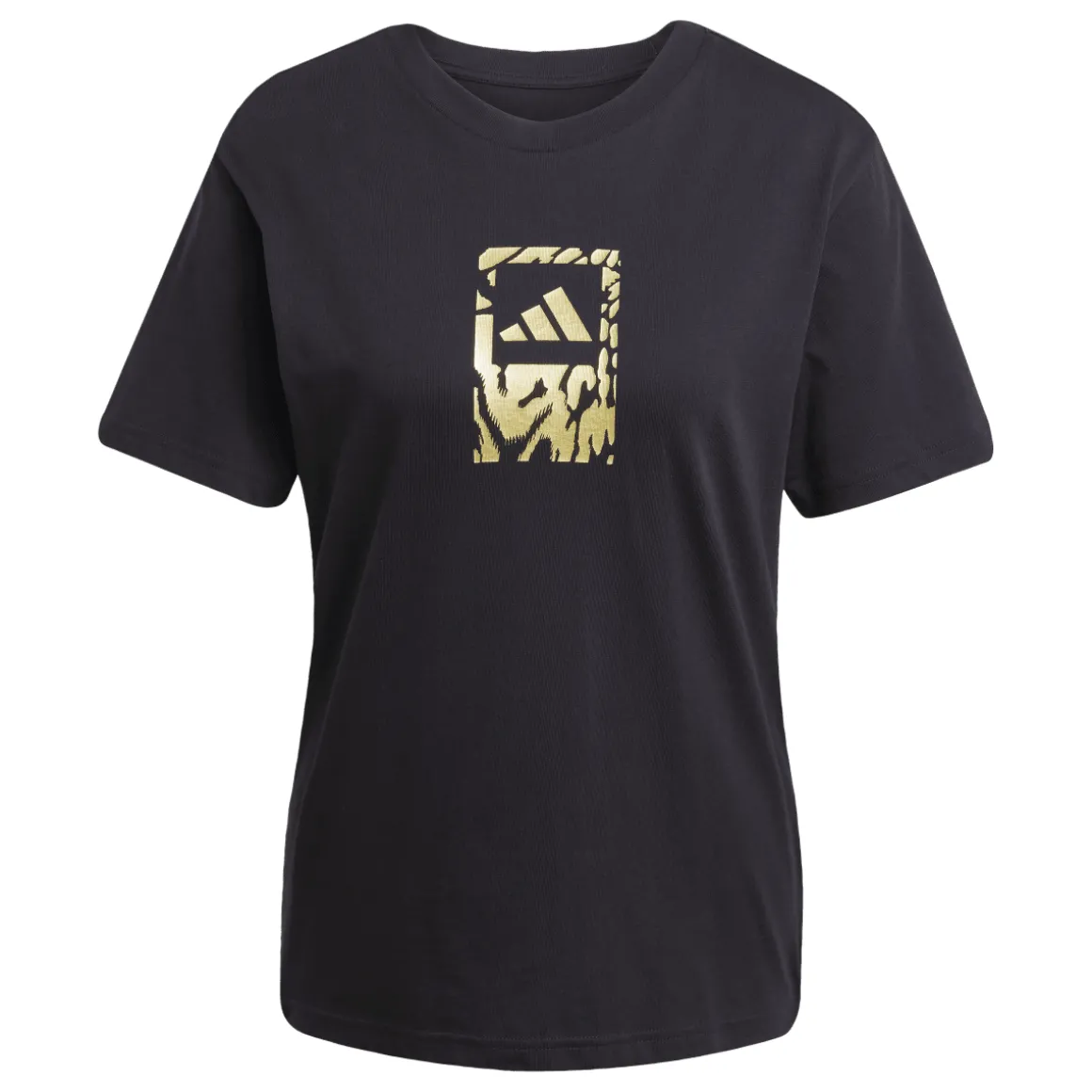 T-shirt nera da Donna con logo oro stampato adidas
