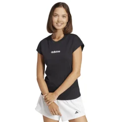 T-shirt nera da Donna con logo minimale adidas
