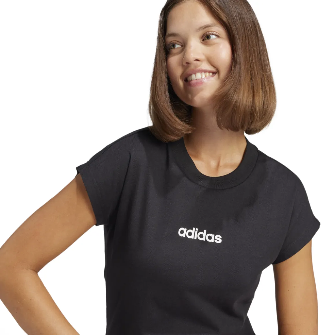 T-shirt nera da Donna con logo minimale adidas