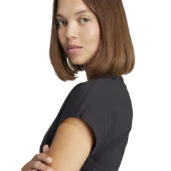 T-shirt nera da Donna con logo minimale adidas