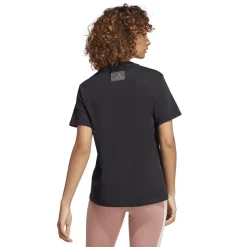 T-shirt nera da Donna con logo frontale stampato adidas