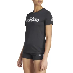 T-shirt nera da donna con logo adidas Essentials Slim Logo