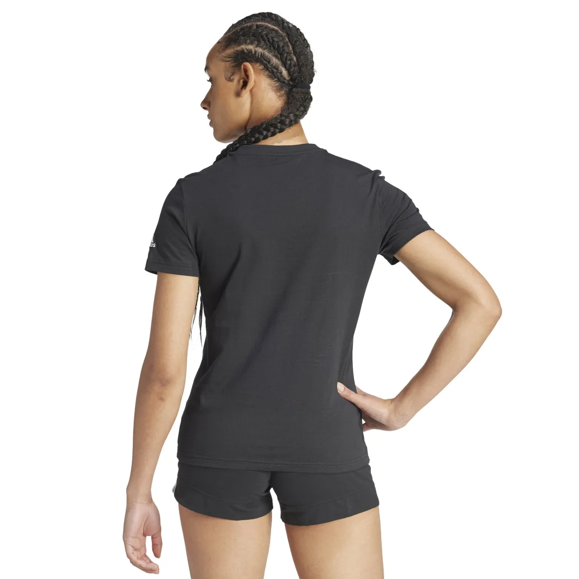 T-shirt nera da donna con logo adidas Essentials Slim Logo
