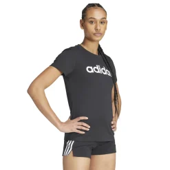 T-shirt nera da donna con logo adidas Essentials Slim Logo