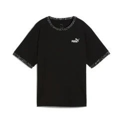 T-shirt nera da Donna con dettagli animalier ESS GRAPHIC Puma