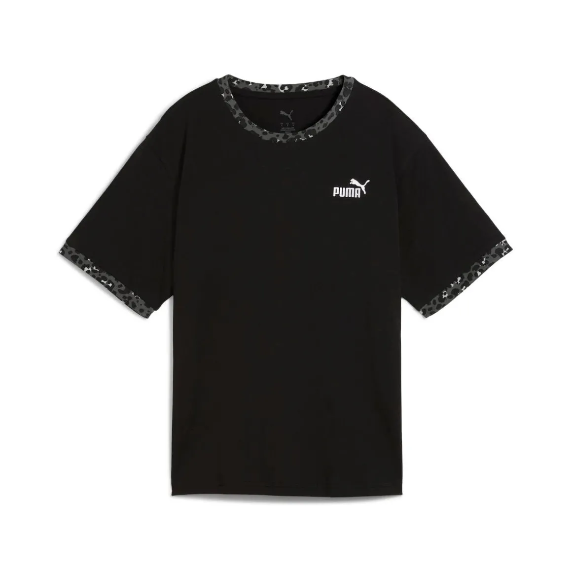 T-shirt nera da Donna con dettagli animalier ESS GRAPHIC Puma