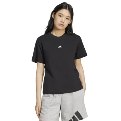 T-shirt nera da Donna con logo minimal frontale adidas