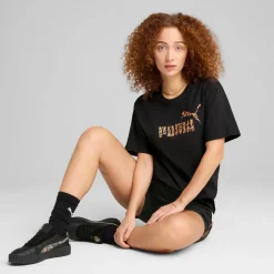 T-shirt nera da Donna con logo ESS GRAPHIC ANIMAL Puma