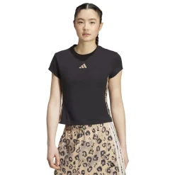T-shirt nera da Donna con dettagli stampa adidas W AOP TEE