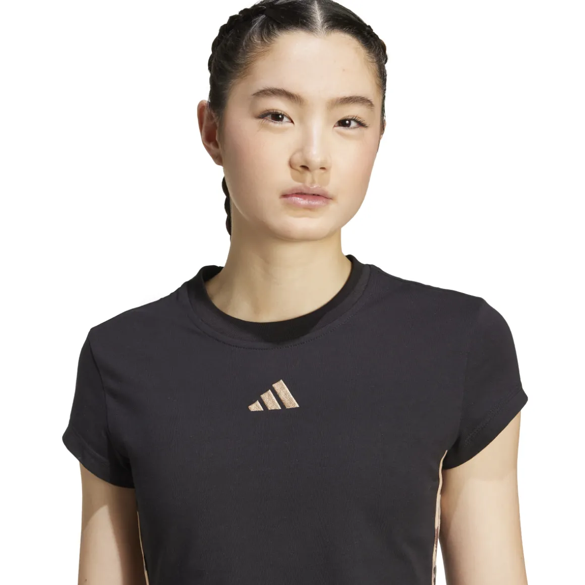 T-shirt nera da Donna con dettagli stampa adidas W AOP TEE