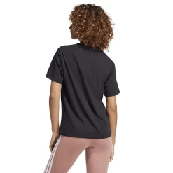 T-shirt nera da Donna con logo frontale stampato in tono adidas