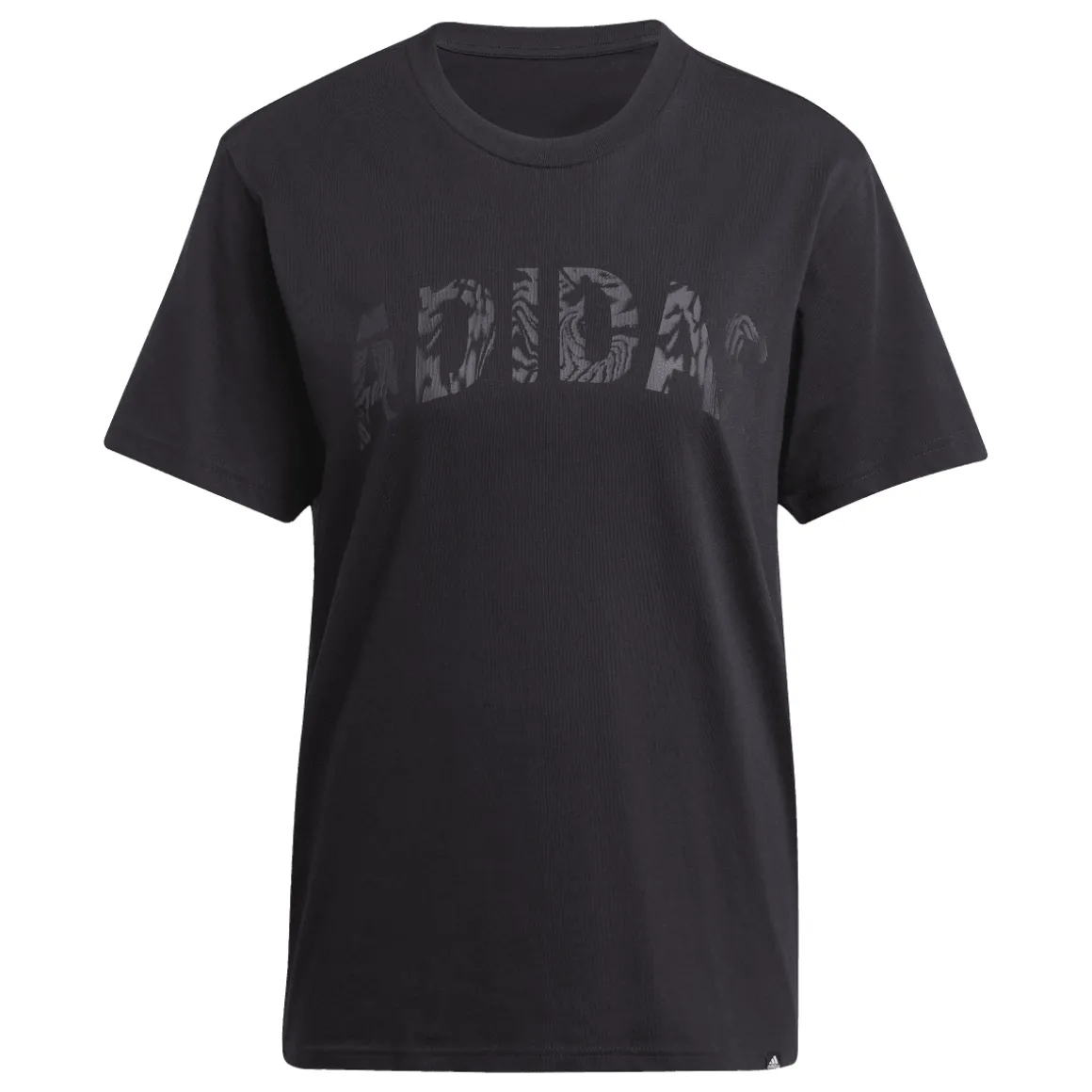T-shirt nera da Donna con logo frontale stampato in tono adidas