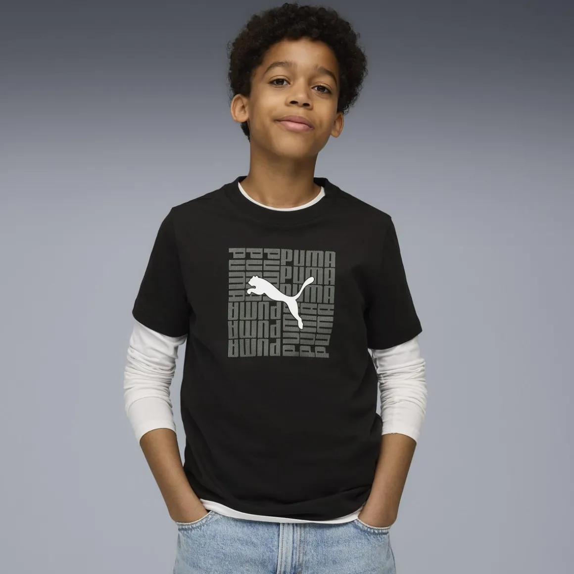 T-shirt nera da Ragazzo con logo Box Tee B Puma