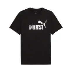 T-shirt nera da Uomo con logo frontale bianco Puma