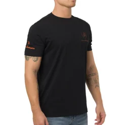 T-shirt nera da Uomo con logo arancione Tonino Lamborghini