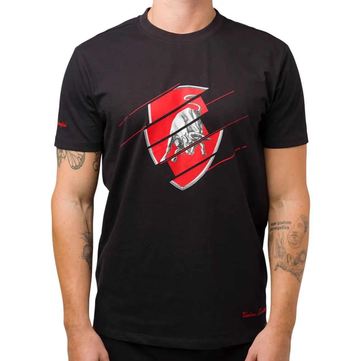 T-shirt nera da uomo con logo Tonino Lamborghini
