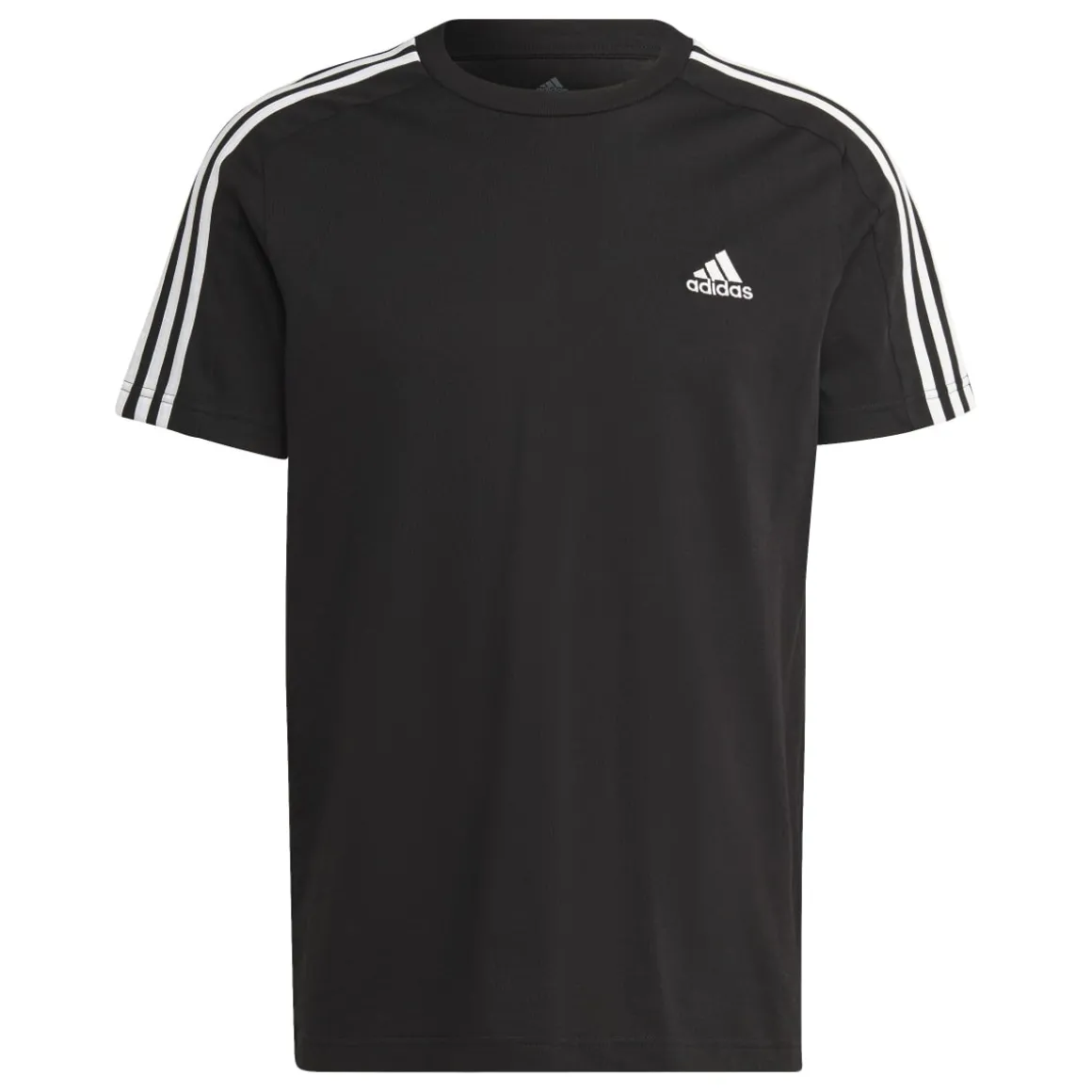 T-shirt nera da uomo con logo sul petto adidas Essentials 3-Stripes