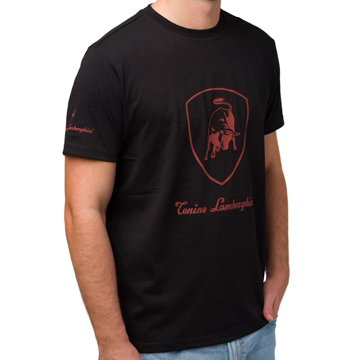 T-shirt nera da uomo con logo Tonino Lamborghini