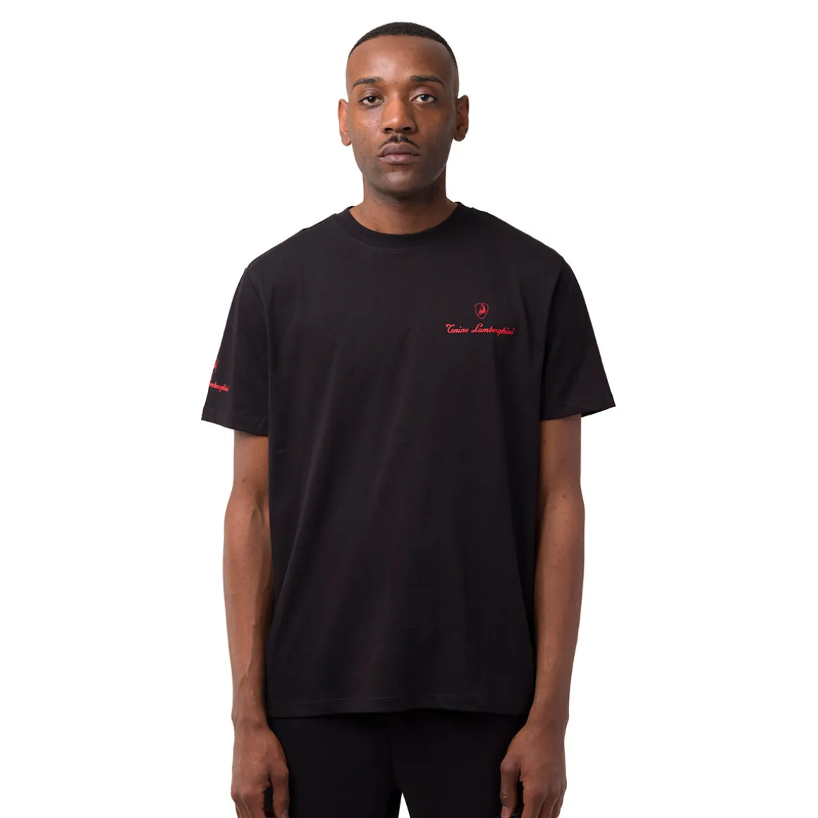 T-shirt nera da uomo in cotone con stampa toro 3D sul retro Tonino Lamborghini
