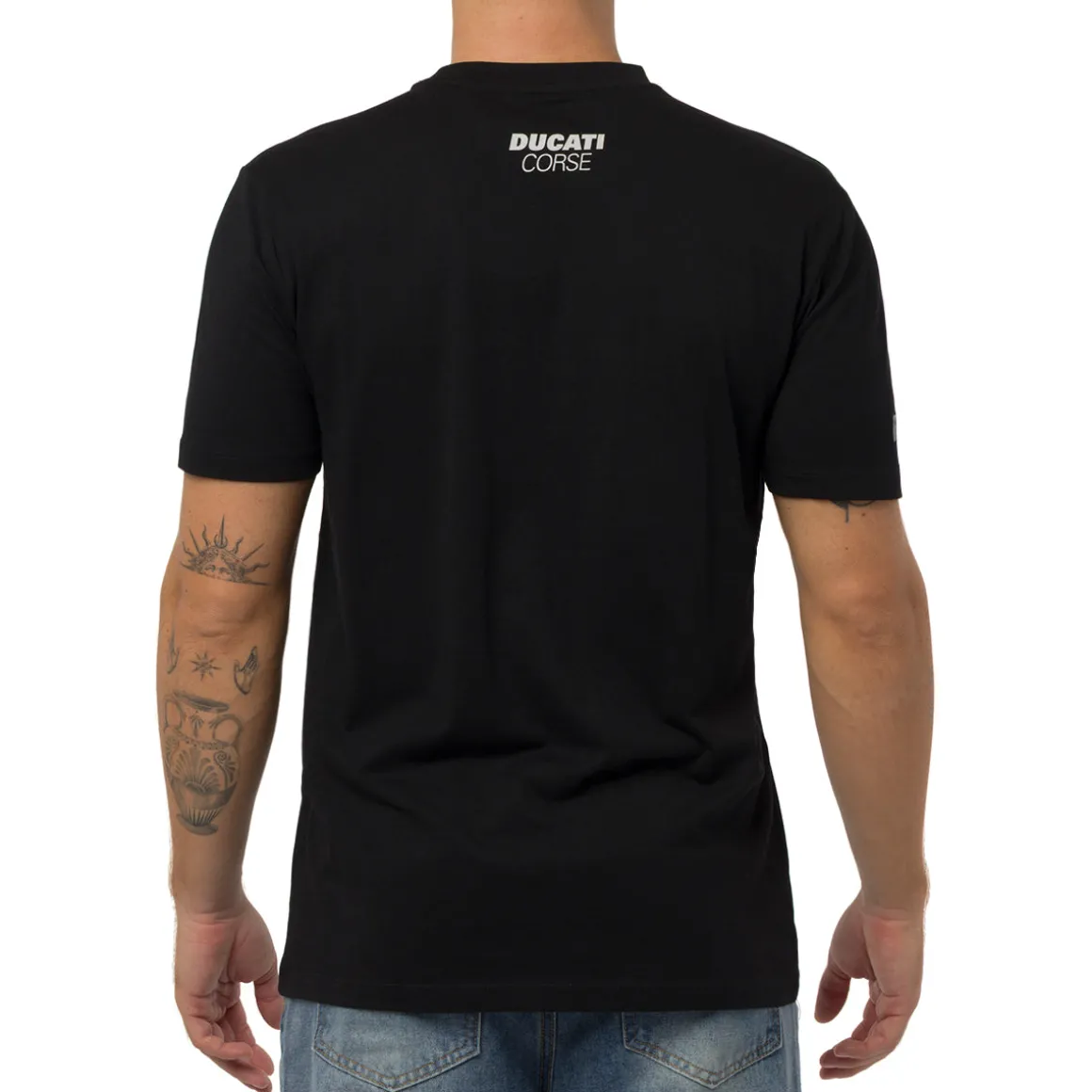 T-shirt nera in cotone da Uomo con stampa Ducati Corse