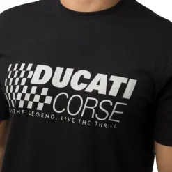 T-shirt nera in cotone da Uomo con stampa Ducati Corse