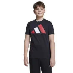 T-shirt nera in cotone da Bambino e Ragazzo con logo adidas