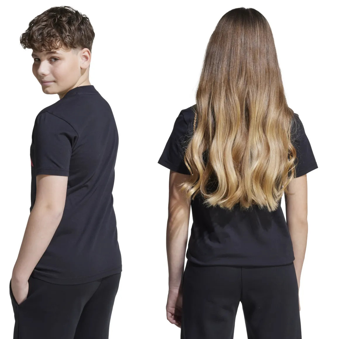 T-shirt nera in cotone da Bambino e Ragazzo con logo adidas