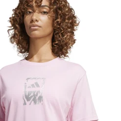 T-shirt rosa da Donna con logo frontale stampato adidas