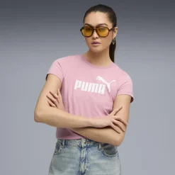 T-shirt rosa da Donna con logo frontale ESS No. 1 Puma