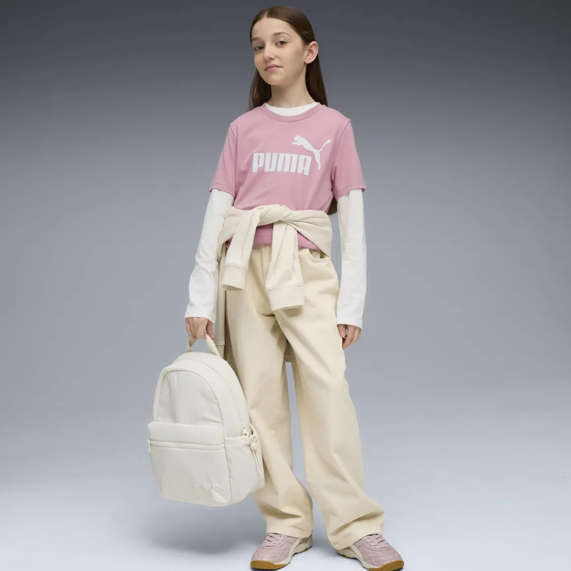 T-shirt rosa da Ragazza con logo ESS No. 1 Puma