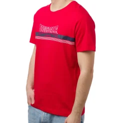 T-shirt rossa da uomo con stampa logo frontale Lonsdale