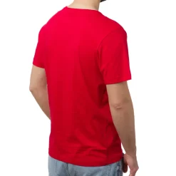 T-shirt rossa da uomo con stampa logo frontale Lonsdale