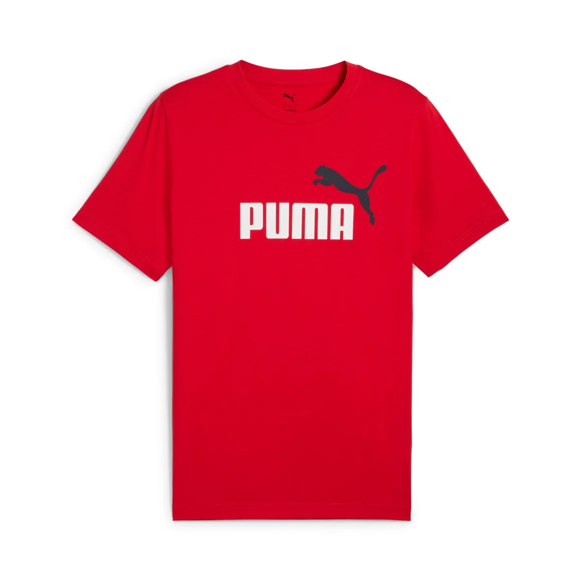 T-shirt rossa da Uomo in cotone con logo frontale in contrasto Puma