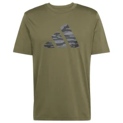 T-shirt verde da Uomo con logo frontale stampato adidas