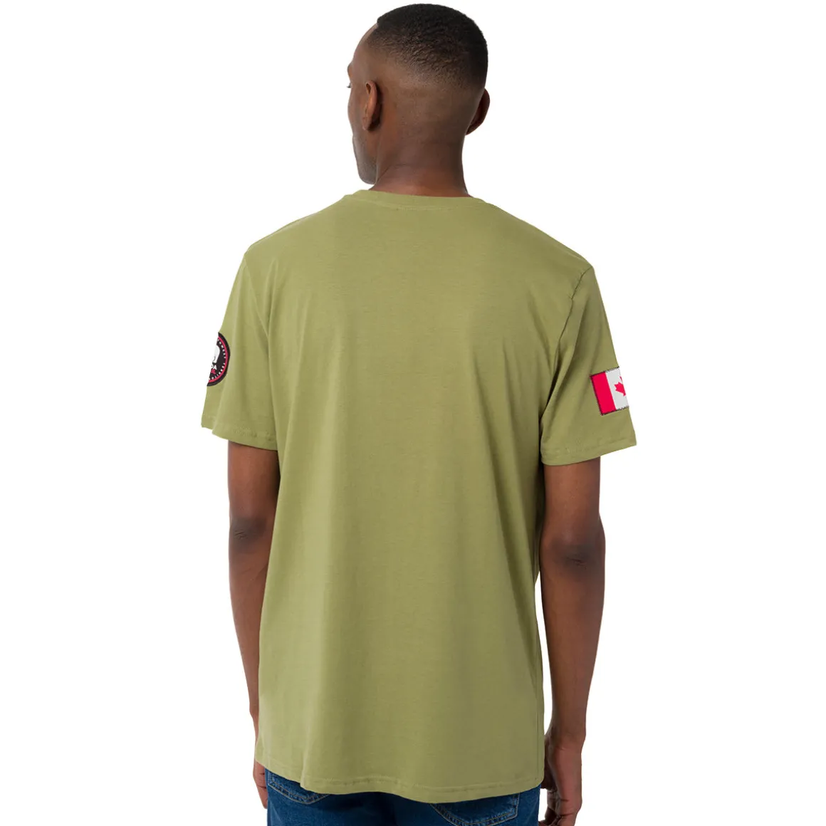 T-Shirt verde da Uomo con stampa frontale in contrasto Canada Trail