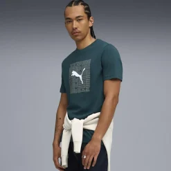 T-shirt verde da Uomo con logo frontale GRAPHIC Box Tee Puma