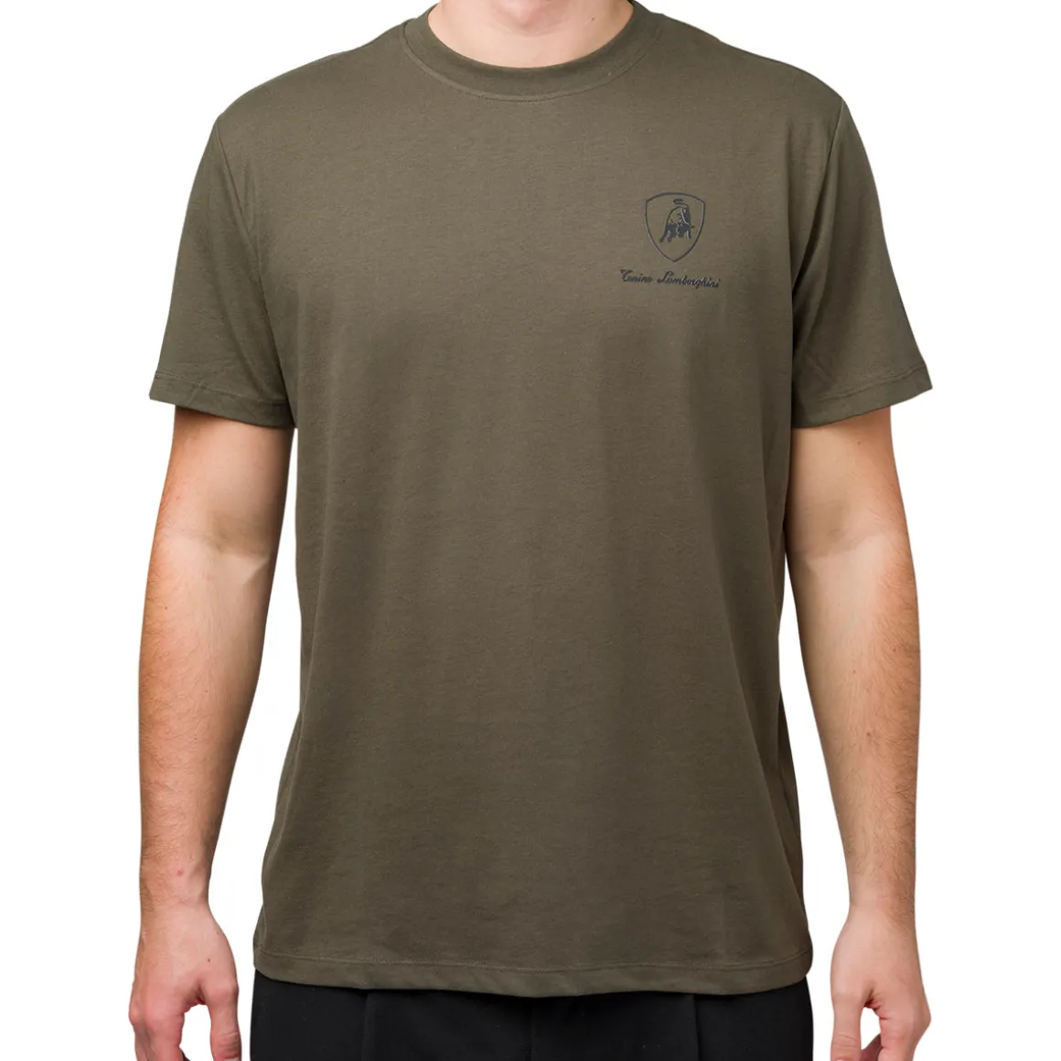 T-shirt verde militare da uomo con logo Tonino Lamborghini