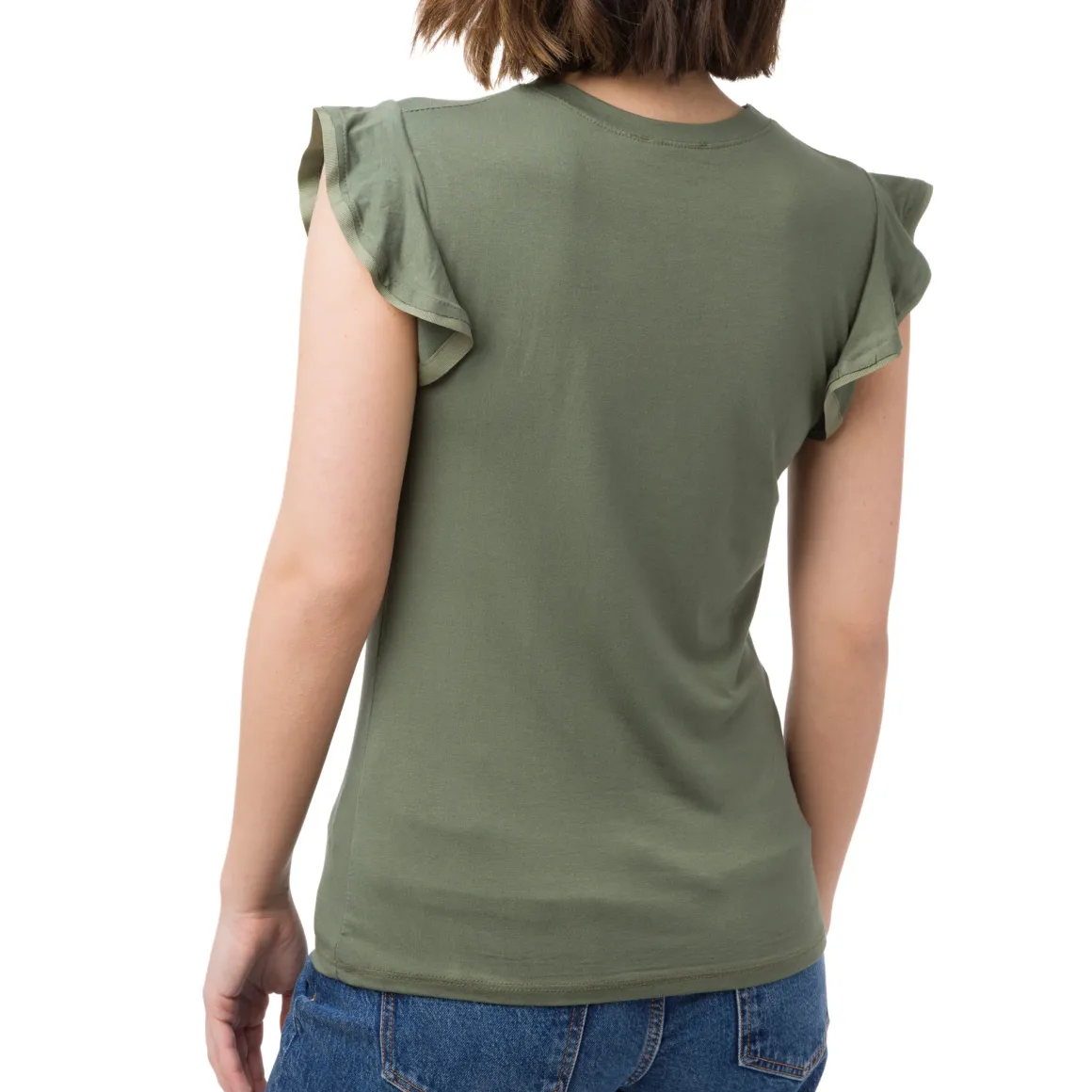 T-shirt Verde militare da Donna con dettaglio sulla maniche Swish Jeans