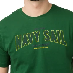 T-shirt Verde scuro da Uomo in cotone con logo Navy Sail