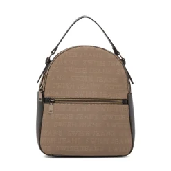 Zaino Beige da Donna con Logo All Over e Doppia Zip Swish Jeans