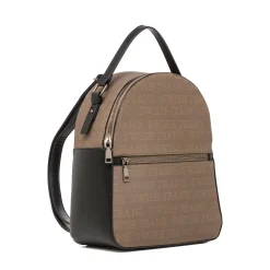 Zaino Beige da Donna con Logo All Over e Doppia Zip Swish Jeans
