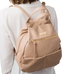 Zaino da donna beige con dettagli traforati Lora Ferres