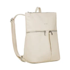 Zaino da donna bianco con tasche esterne e logo Lora Ferres