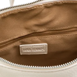 Zaino da donna bianco con tasche esterne e logo Lora Ferres